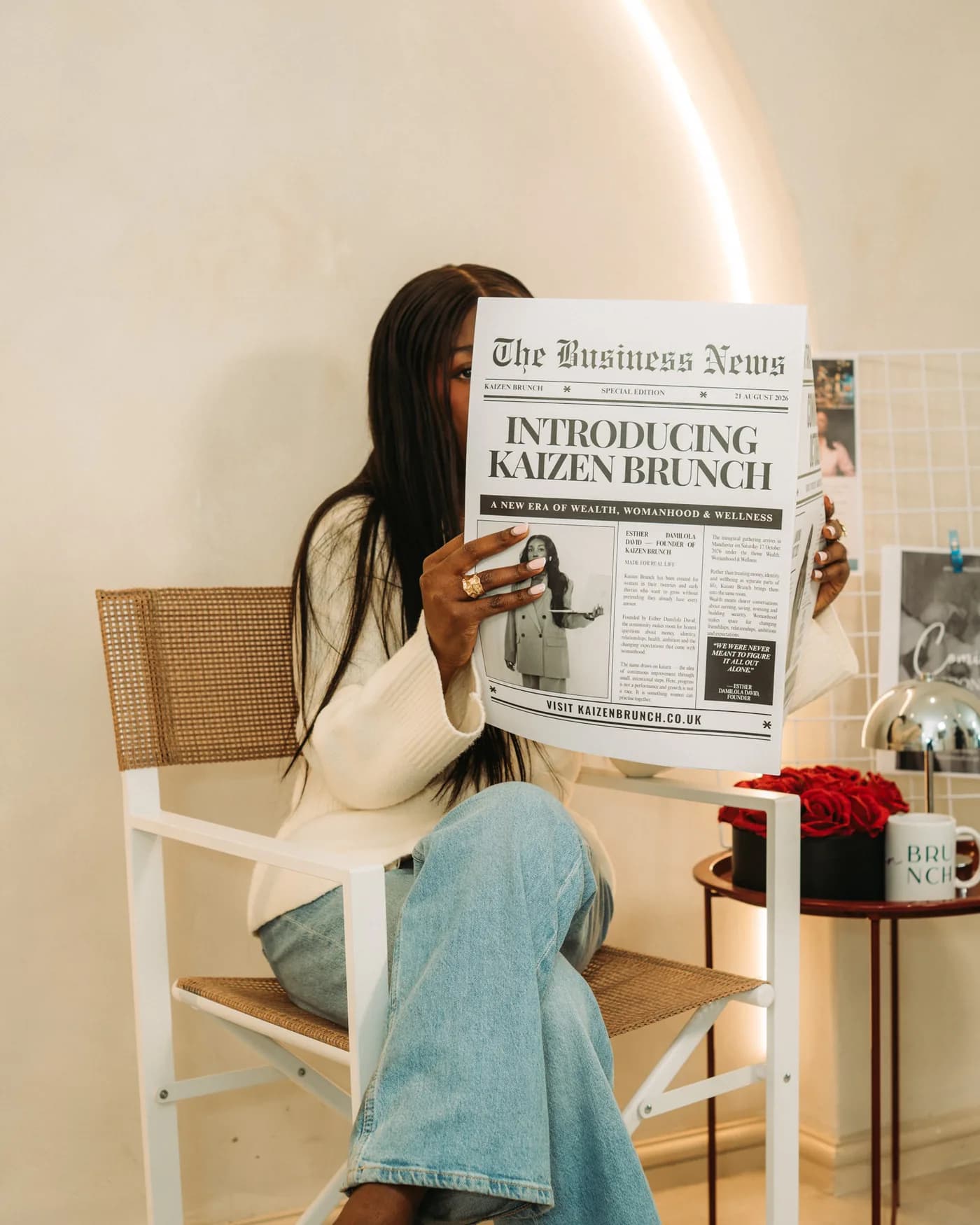 Esther Damilola David reading the Kaizen Brunch launch announcement