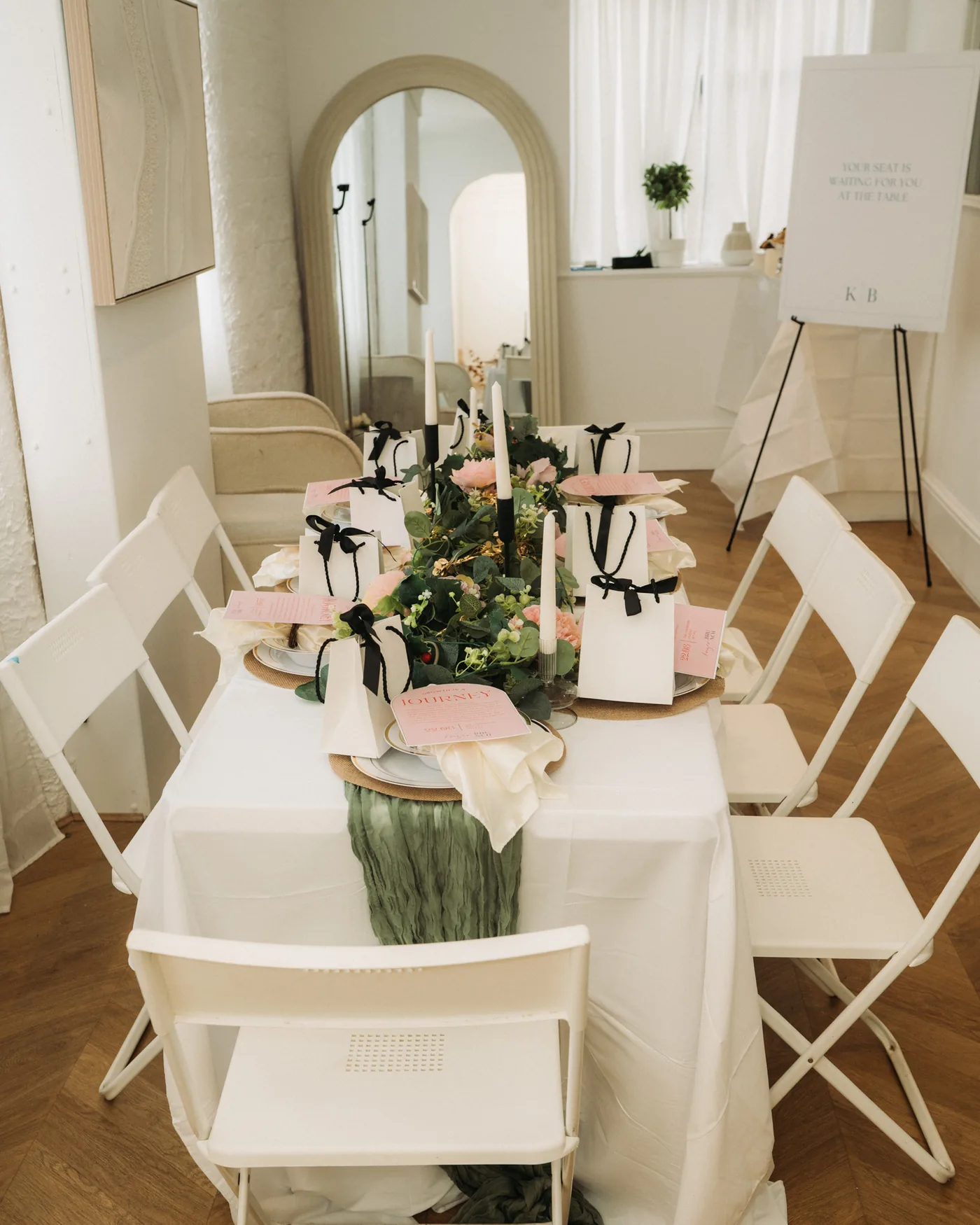 The Pre-Launch gathering room, set for the table